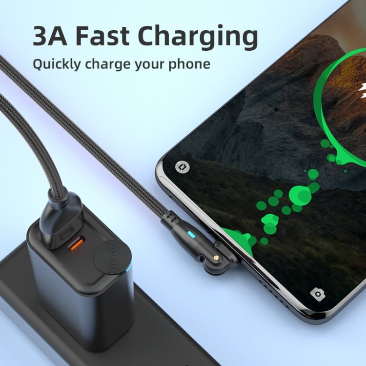 ENKAY 180 Degrees Rotating USB to Type - C 3A Fast Charging Data Cable with LED Light, 1m, 2m - ORIWHIZ