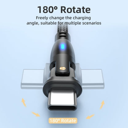 ENKAY 180 Degrees Rotating USB to Type - C 3A Fast Charging Data Cable with LED Light, 1m, 2m - ORIWHIZ