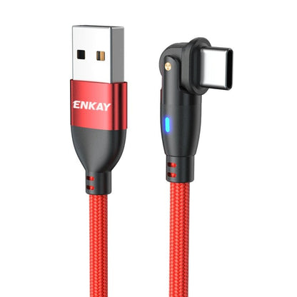 ENKAY 180 Degrees Rotating USB to Type - C 3A Fast Charging Data Cable with LED Light, 1m, 2m - ORIWHIZ