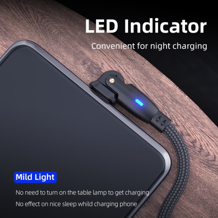 ENKAY 180 Degrees Rotating USB to Type - C 3A Fast Charging Data Cable with LED Light, 1m, 2m - ORIWHIZ