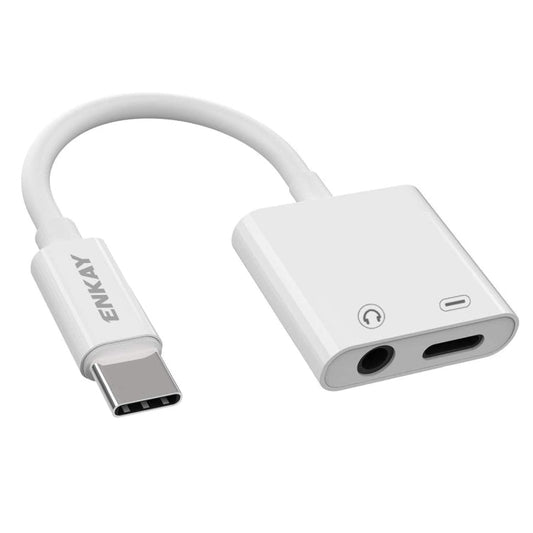 ENKAY ENK - AT106 USB - C / Type - C to 3.5mm Audio + Type - C Headphone & Charging Adapter Data Cable - ORIWHIZ