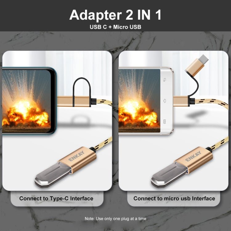 ENKAY ENK - AT113 2 in 1 Type - C / Micro USB to USB 3.0 Nylon Braided OTG Adapter Cable - ORIWHIZ