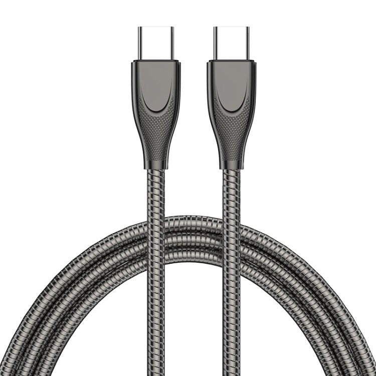 ENKAY ENK - CB129 PD 65W Type - C to Type - C Carbon Steel Hose Spring Fast Charging Data Cable, Length 1m, 1m Type - C to Type - C - ORIWHIZ