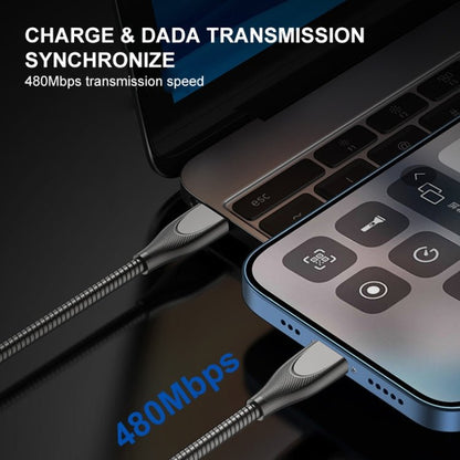 ENKAY ENK - CB129 PD 65W Type - C to Type - C Carbon Steel Hose Spring Fast Charging Data Cable, Length 1m, 1m Type - C to Type - C - ORIWHIZ
