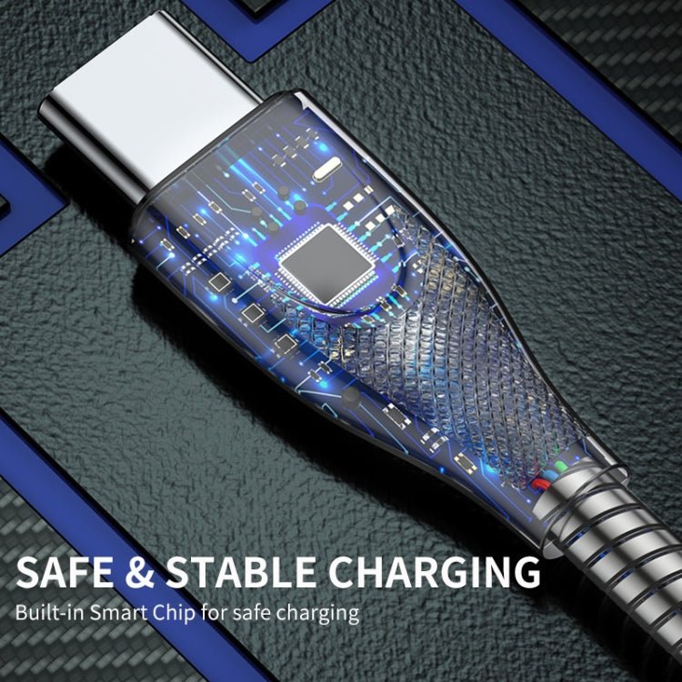 ENKAY ENK - CB129 PD 65W Type - C to Type - C Carbon Steel Hose Spring Fast Charging Data Cable, Length 1m, 1m Type - C to Type - C - ORIWHIZ