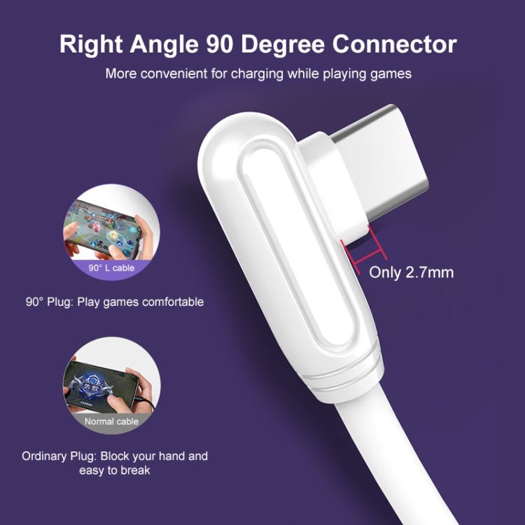 ENKAY Hat - Prince ENK - CB109 5A USB to USB - C / Type - C 90 Degree Elbow Silicone Data Sync Fast Charging Cable, 0.5m, 1m - ORIWHIZ