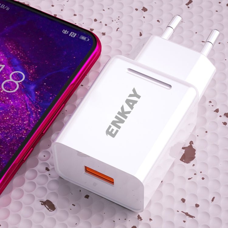 ENKAY Hat - Prince T006 - 1 18W 3A QC3.0 Fast Charging Power Adapter EU Plug Portable Travel Charger, With 3A 1m 8 Pin Cable, With 3A 1m Type - C Cable, With 3A 1m Micro USB Cable - ORIWHIZ