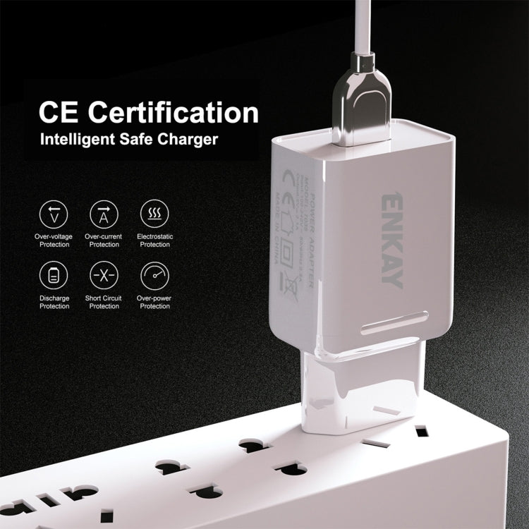 ENKAY Hat - Prince T006 - 1 18W 3A QC3.0 Fast Charging Power Adapter EU Plug Portable Travel Charger, With 3A 1m 8 Pin Cable, With 3A 1m Type - C Cable, With 3A 1m Micro USB Cable - ORIWHIZ