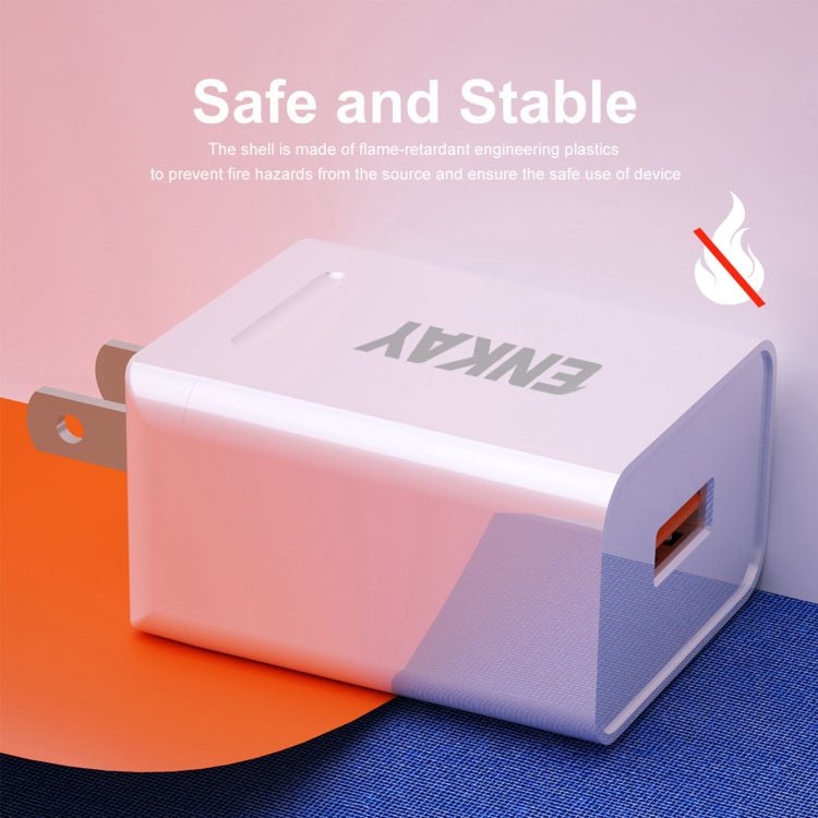 ENKAY Hat - Prince U015 18W 3A QC3.0 Fast Charging Power Adapter US Plug Portable Travel Charger, With 3A 1m 8 Pin Cable, With 3A 1m Type - C Cable, With 3A 1m Micro USB Cable - ORIWHIZ