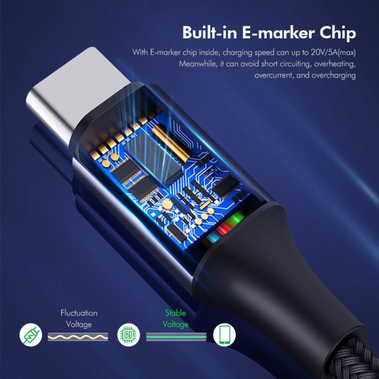 ENKAY PD100W 5A USB - C / Type - C to Type - C Fast Charging Cable with E - Marker, 1m, 2m - ORIWHIZ