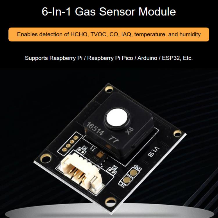 Environment 6 In 1 Gas Sensor Module Supports UART Control Interface, Waveshare 34169 - ORIWHIZArduino & SCM SuppliesConsumer ElectronicsSensor Module