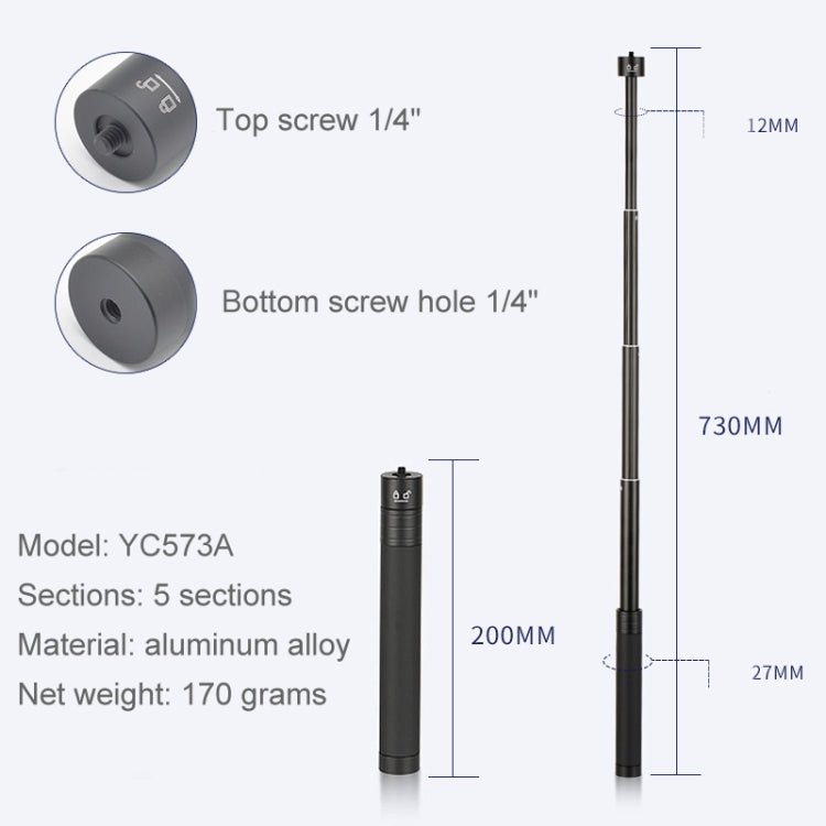 Extension Rod Stabilizer Dedicated Selfie Extension Rod for G5 / SPG / WG2 Gimbal, YC573A, YC573B, YC4120, YC493, YC667C, YC669 With PTZ, Dual - purpose Tie - in - ORIWHIZDJI & Insta360 AccessoriesExtendable PoleUniversal Grip Tripod