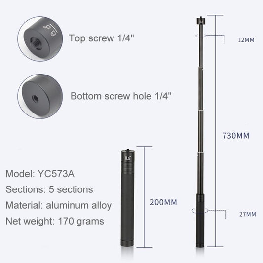 Estabilizador de varilla de extensión dedicado para selfies, compatible con gimbals G5 / SPG / WG2, YC573A, YC573B, YC4120, YC493, YC667C, YC669 con PTZ, de doble propósito, compatible con accesorios ORIWHIZDJI e Insta360. Palo extensible. Trípode con agarre universal.
