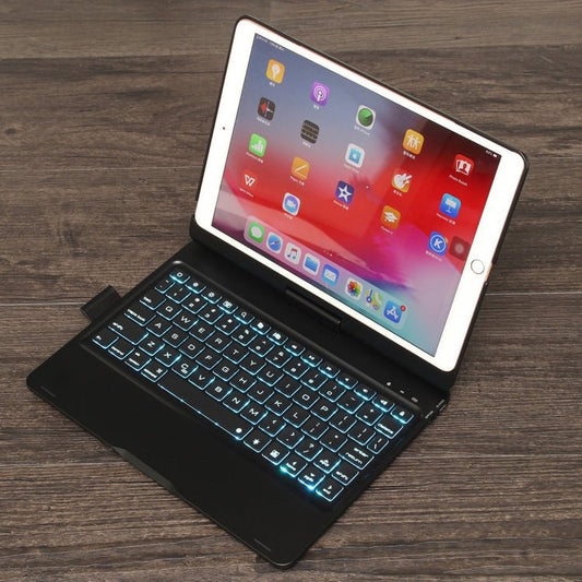 F102AS For iPad 10.2 inch Colorful Backlit Rotatable Bluetooth Keyboard Leather Tablet Case with Pen Slot Function - ORIWHIZApple AccessoriesiPad KeyboardiPad Keyboard Universal
