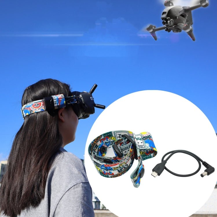 Flight Video Glasses Graffiti Color Headband Fixed Strap For DJI FPV Goggles V2, Strap, Strap + Power Line, Strap + Power Line + Pad - ORIWHIZDJI & Insta360 AccessoriesDJI FPV SeriesOther Accessories