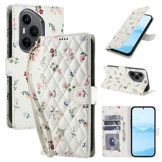 Flower Pattern Buckle Leather Phone Case with Lanyard, For Honor 400 Pro Global 160.8mm, For Honor 400 Lite Global, For Honor 400 Global 156.5mm - ORIWHIZHonorHonor CasesMobile Accessories