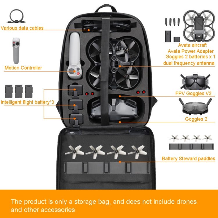 For DJI AVATA Storage Bag Hard Shell Waterproof Shoulder Bag Backpack, Style 2 Black Lining, Style 2 Yellow Lining - ORIWHIZCase & BagsDJI & Insta360 AccessoriesDJI FPV Series