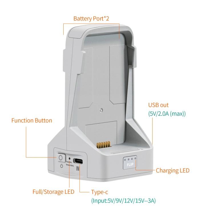 For DJI Flip YX 2 - way Vertical Battery Charger Bidirectional Battery Management System, 2 - way Vertical LED Indicator - ORIWHIZDJI & Insta360 AccessoriesOtherOther DJI Accessories