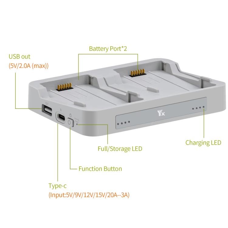 For DJI Flip YX Parallel Charger Hub Bidirectional Battery Management System, 2 - way Parallel - ORIWHIZDJI & Insta360 AccessoriesOtherOther DJI Accessories