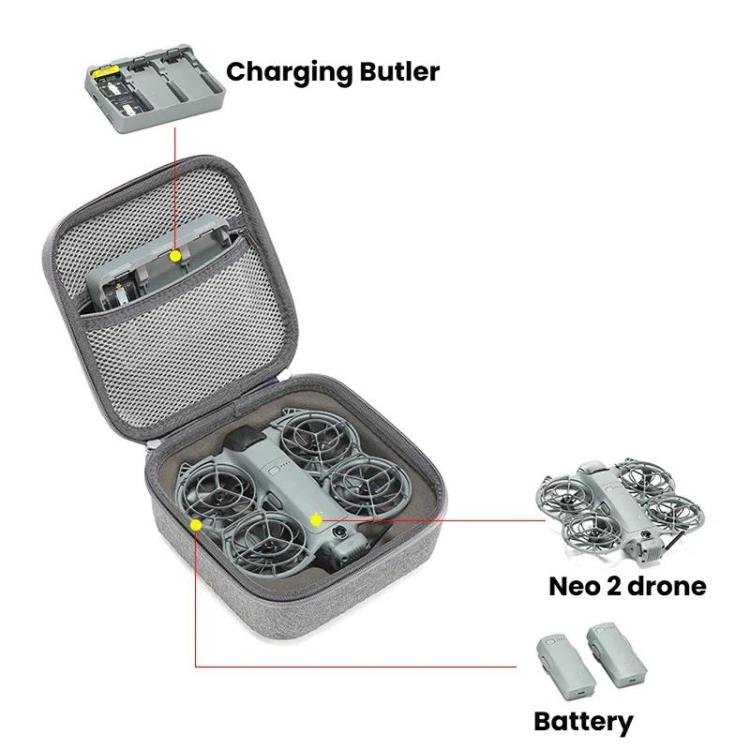 For DJI Neo 2 Drone Mini Hard Case Compact Portable Pouch with Metal Clip, Mini Gray - ORIWHIZCases & BagsDJI & Insta360 AccessoriesDJI Neo Accessories