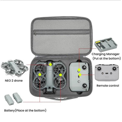For DJI Neo 2 Fly More Combo Hard Shell Carrying Case Custom - Molded Sling Bag, Mini Black, Fly More Combo Gray - ORIWHIZCases & BagsDJI & Insta360 AccessoriesDJI Neo Accessories