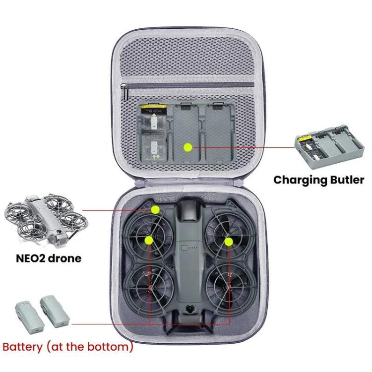 For DJI Neo 2 Host Hard Case Organizer Outdoor Portable Storage Bag, Handbag (Gray) - ORIWHIZCases & BagsDJI & Insta360 AccessoriesDJI Neo Accessories
