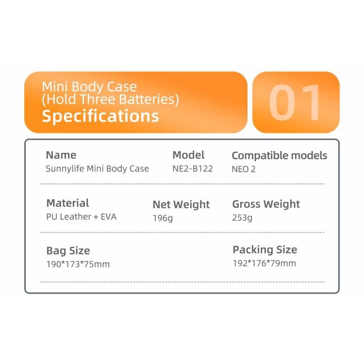 For DJI Neo 2 Sunnylife Portable Carrying Box Body Bag, For DJI Neo 2 - ORIWHIZCases & BagsDJI & Insta360 AccessoriesDJI Neo Accessories