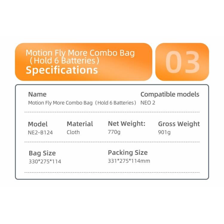 For DJI Neo 2 Sunnylife Portable Carrying Box Shoulder Bag Motion Fly More Combo Bag, Motion Fly More Combo Bag - ORIWHIZCases & BagsDJI & Insta360 AccessoriesDJI Neo Accessories