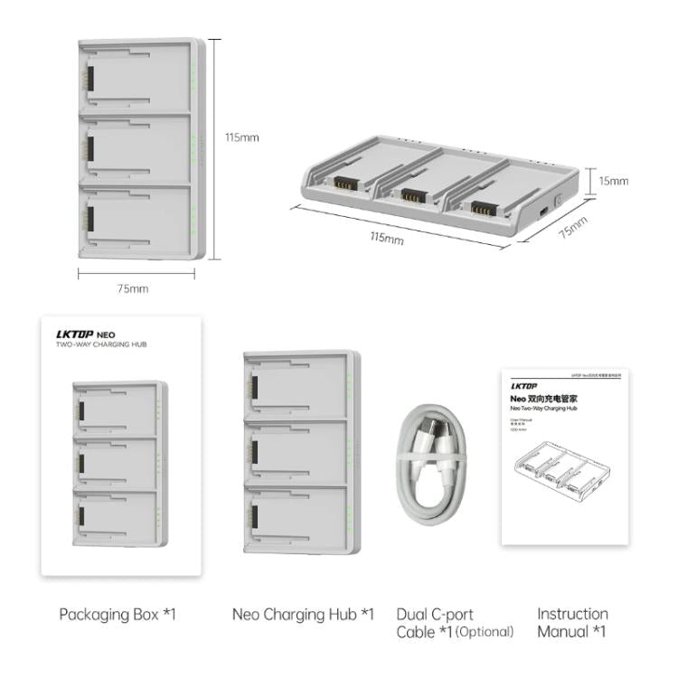 For DJI Neo Battery LKTOP Three - Way Charger 65W Fast Charging Hub, NC036 - ORIWHIZDJI & Insta360 AccessoriesDJI Neo AccessoriesLKTOP