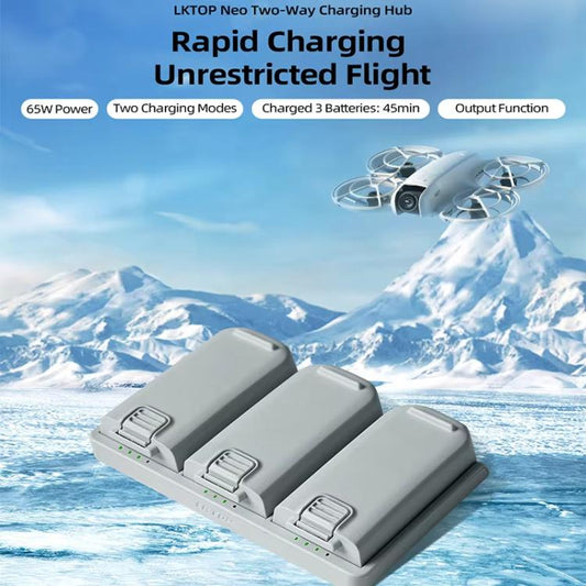 Cargador de tres vías LKTOP de 65 W con concentrador de carga rápida, para batería DJI Neo, NC036 - ORIWHIZ Accesorios DJI e Insta360 Accesorios DJI Neo LKTOP