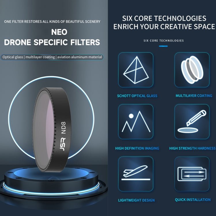 For DJI Neo JSR KB Series Drone Lens Filter, MCUV, CPL, ND8, ND16, ND32, ND64, ND8PL, ND16PL, ND32PL, ND64PL, NIGHT, STAR, Black Mist 1/4, Streak Drawing Blue, 3 in 1 CPL ND8/16, 4 in 1 CPL ND8 Brushed Black Mist, 4 in 1 ND8 - 64, 6 in 1 ND8 - 64 CPL STAR ... - ORIWHIZDJI & Insta360 AccessoriesDJI Neo AccessoriesJSR