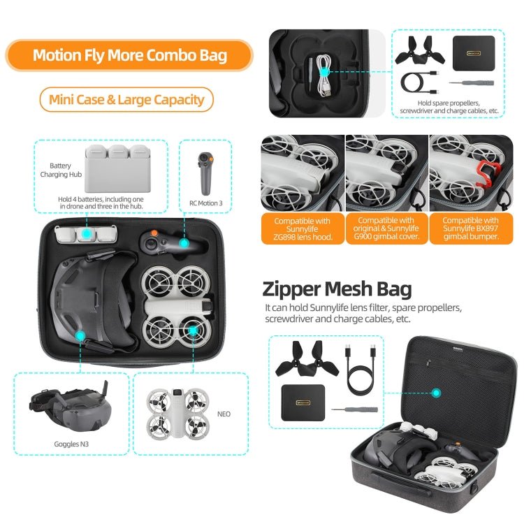 For DJI Neo Sunnylife Handheld Storage Bag, For DJI Neo - ORIWHIZCases & BagsDJI & Insta360 AccessoriesDJI Neo Accessories