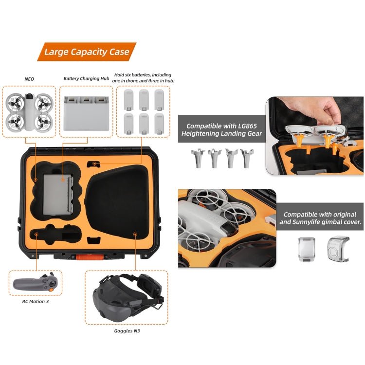 For DJI Neo Sunnylife Safety Carrying Case Large Capacity Waterproof Shock - proof Hard Travel Case, For DJI Neo AQX - 17 - ORIWHIZCases & BagsDJI & Insta360 AccessoriesDJI Neo Accessories