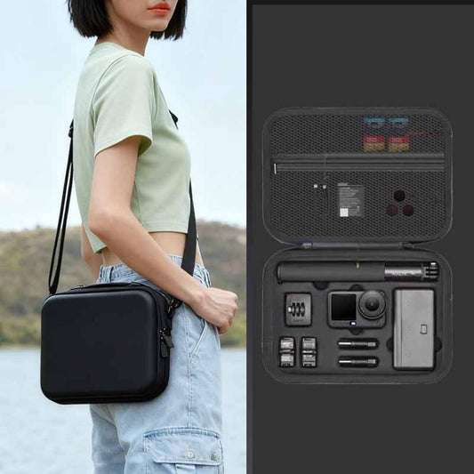 Estuche de transporte DJI Osmo Action 6 Adventure Combo, bolsa de almacenamiento EVA+PU con absorción de impactos, tipo de mano - Negro, tipo de mano Gris, tipo de correa para el hombro Gris, correa para el hombro Negra - ORIWHIZEstuches y bolsasAccesorios DJI e Insta360S Serie Osmo Action