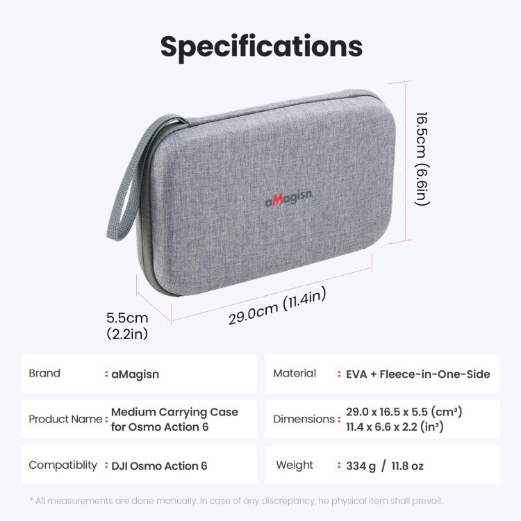 For DJI Osmo Action 6 aMagisn Medium Hard Shell Carrying Case with Removable Foam Insert, For DJI Osmo Action 6 - ORIWHIZaMagisnCase & BagsDJI & Insta360 Accessories