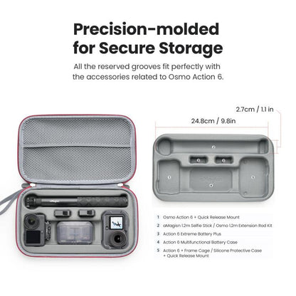 For DJI Osmo Action 6 aMagisn Medium Hard Shell Carrying Case with Removable Foam Insert, For DJI Osmo Action 6 - ORIWHIZaMagisnCase & BagsDJI & Insta360 Accessories