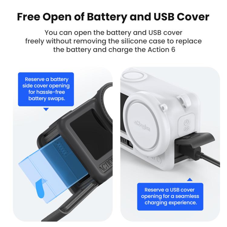 For DJI Osmo Action 6 aMagisn Silicone Case With Lens Cap Anti - Scratch Protective Cover - ORIWHIZaMagisnCase & BagsDJI & Insta360 Accessories