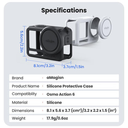 For DJI Osmo Action 6 aMagisn Silicone Case With Lens Cap Anti - Scratch Protective Cover - ORIWHIZaMagisnCase & BagsDJI & Insta360 Accessories