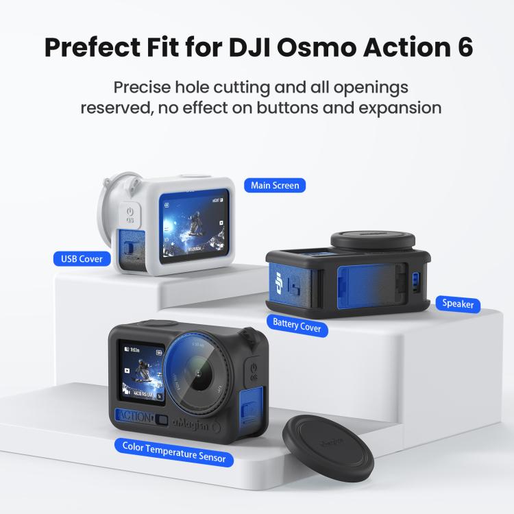 For DJI Osmo Action 6 aMagisn Silicone Case With Lens Cap Anti - Scratch Protective Cover - ORIWHIZaMagisnCase & BagsDJI & Insta360 Accessories
