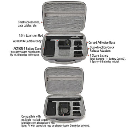 For DJI Osmo Action 6 BKANO Carrying Case Portable Shoulder Bag for Extension Rod, Battery Case, Cage and Accessories - ORIWHIZBKANOCase & BagsDJI & Insta360 Accessories