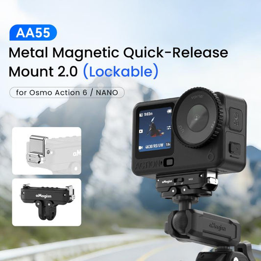 Adaptador con bloqueo de liberación rápida magnética metálica aMagisn 2.0 para DJI Osmo Action 6 / Nano, para DJI Osmo Action 6 / Nano - ORIWHIZaMagisn, accesorios para DJI e Insta360, soporte y abrazadera