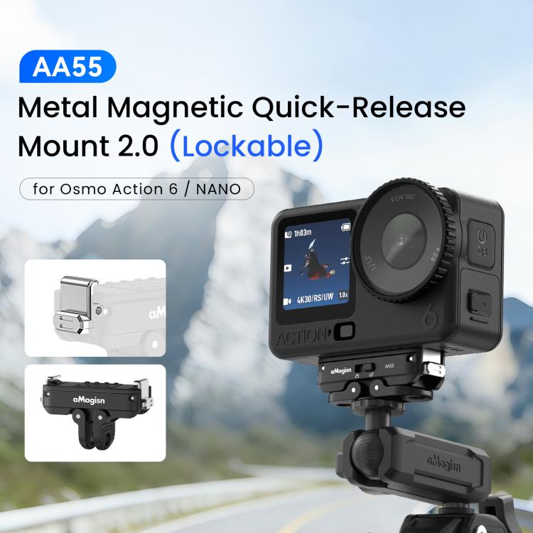 For DJI Osmo Action 6 / Nano aMagisn Metal Magnetic Quick Release Mount 2.0 Lockable Adapter, For DJI Osmo Action 6 / Nano - ORIWHIZaMagisnDJI & Insta360 AccessoriesMount & Holder