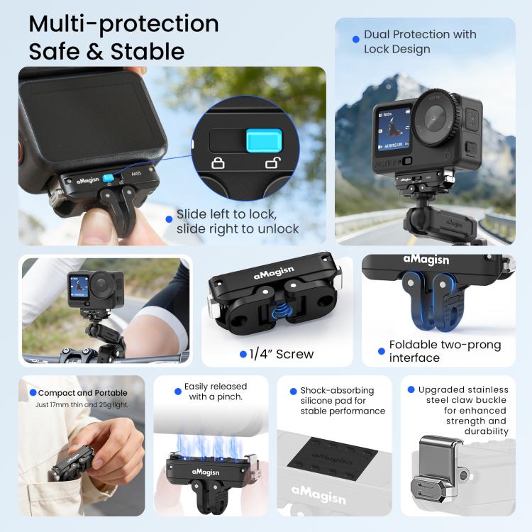 For DJI Osmo Action 6 / Nano aMagisn Metal Magnetic Quick Release Mount 2.0 Lockable Adapter, For DJI Osmo Action 6 / Nano - ORIWHIZaMagisnDJI & Insta360 AccessoriesMount & Holder