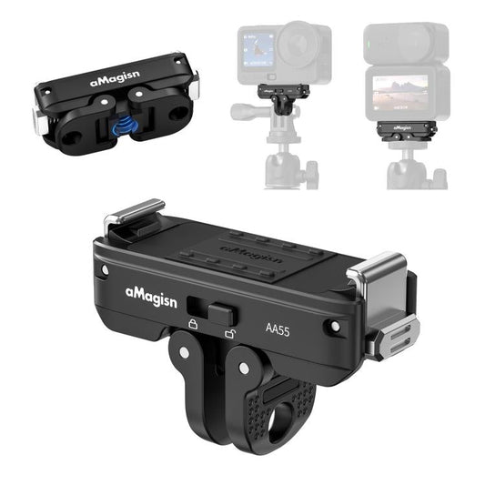Adaptador con bloqueo de liberación rápida magnética metálica aMagisn 2.0 para DJI Osmo Action 6 / Nano, para DJI Osmo Action 6 / Nano - ORIWHIZaMagisn, accesorios para DJI e Insta360, soporte y abrazadera