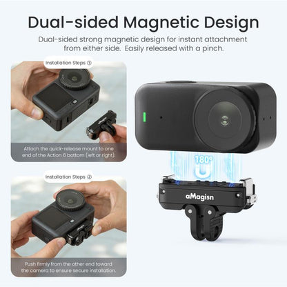 For DJI Osmo Action 6 / Nano aMagisn Metal Magnetic Quick Release Mount 2.0 Lockable Adapter, For DJI Osmo Action 6 / Nano - ORIWHIZaMagisnDJI & Insta360 AccessoriesMount & Holder