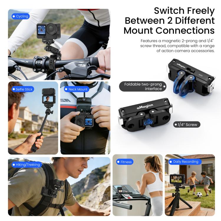 For DJI Osmo Action 6 / Nano aMagisn Metal Magnetic Quick Release Mount 2.0 Lockable Adapter, For DJI Osmo Action 6 / Nano - ORIWHIZaMagisnDJI & Insta360 AccessoriesMount & Holder