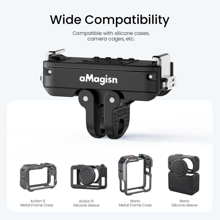 For DJI Osmo Action 6 / Nano aMagisn Metal Magnetic Quick Release Mount 2.0 Lockable Adapter, For DJI Osmo Action 6 / Nano - ORIWHIZaMagisnDJI & Insta360 AccessoriesMount & Holder