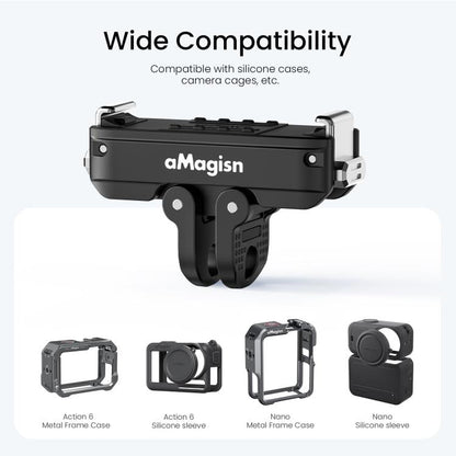 For DJI Osmo Action 6 / Nano aMagisn Metal Magnetic Quick Release Mount 2.0 Lockable Adapter, For DJI Osmo Action 6 / Nano - ORIWHIZaMagisnDJI & Insta360 AccessoriesMount & Holder