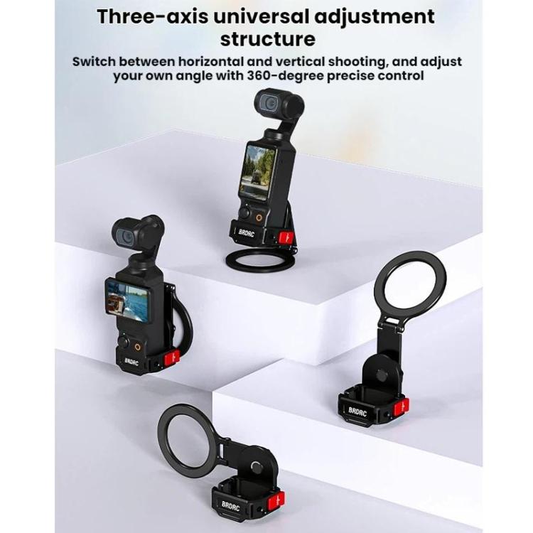 For DJI Osmo Pocket 3 BRDRC Magnetic Expandable Phone Holder Cold Shoe Mount, Black - ORIWHIZBRDRCDJI & Insta360 AccessoriesMount & Holder