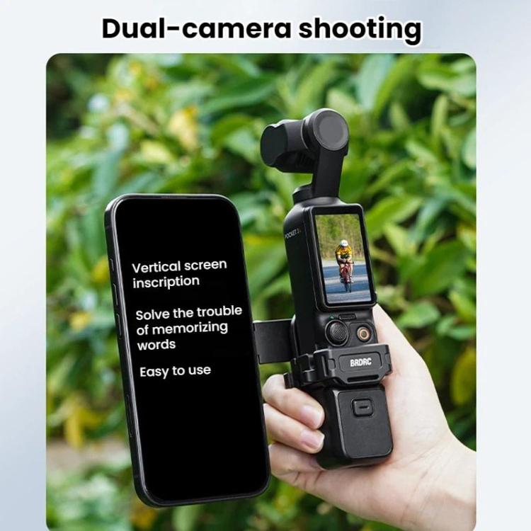 For DJI Osmo Pocket 3 BRDRC Magnetic Expandable Phone Holder Cold Shoe Mount, Black - ORIWHIZBRDRCDJI & Insta360 AccessoriesMount & Holder